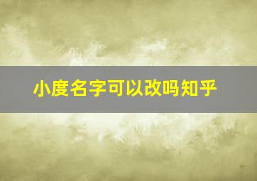 小度名字可以改吗知乎