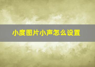 小度图片小声怎么设置