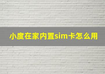 小度在家内置sim卡怎么用