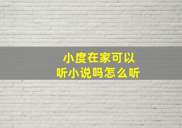 小度在家可以听小说吗怎么听