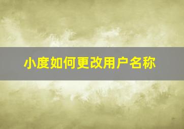 小度如何更改用户名称