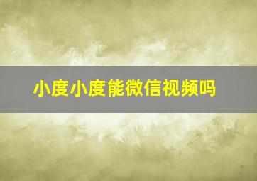 小度小度能微信视频吗