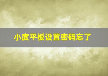 小度平板设置密码忘了