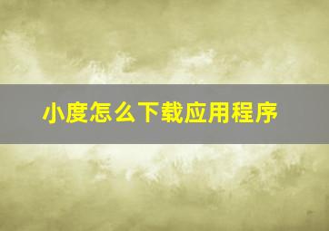 小度怎么下载应用程序