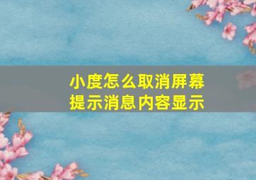 小度怎么取消屏幕提示消息内容显示