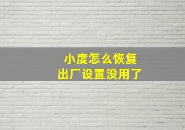 小度怎么恢复出厂设置没用了