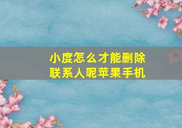 小度怎么才能删除联系人呢苹果手机