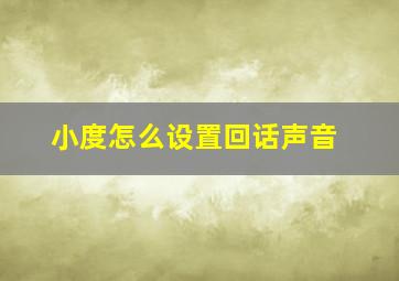 小度怎么设置回话声音