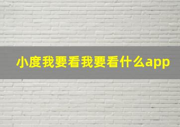 小度我要看我要看什么app