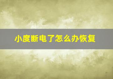 小度断电了怎么办恢复