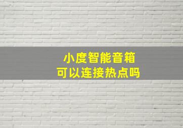 小度智能音箱可以连接热点吗