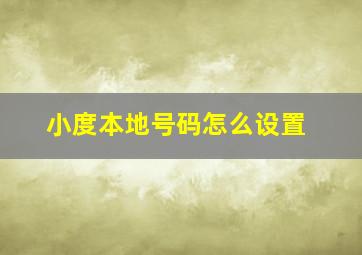 小度本地号码怎么设置