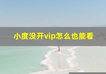 小度没开vip怎么也能看