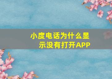 小度电话为什么显示没有打开APP