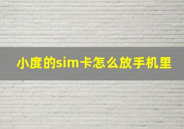 小度的sim卡怎么放手机里