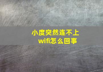 小度突然连不上wifi怎么回事