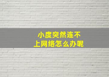 小度突然连不上网络怎么办呢