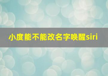 小度能不能改名字唤醒siri