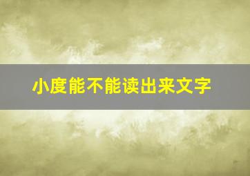 小度能不能读出来文字