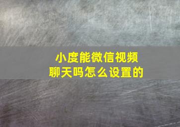 小度能微信视频聊天吗怎么设置的