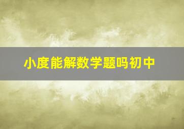 小度能解数学题吗初中