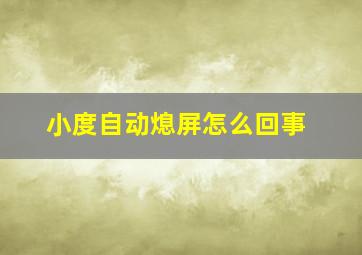 小度自动熄屏怎么回事