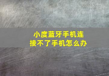 小度蓝牙手机连接不了手机怎么办