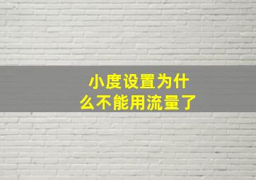 小度设置为什么不能用流量了