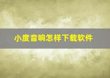 小度音响怎样下载软件