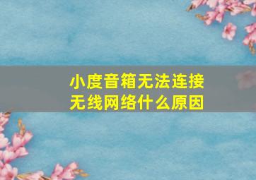 小度音箱无法连接无线网络什么原因