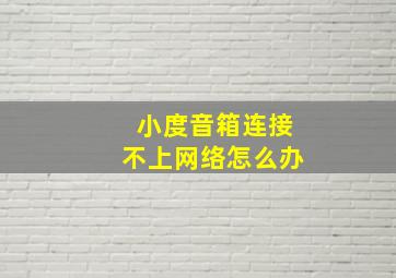 小度音箱连接不上网络怎么办