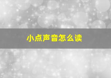 小点声音怎么读