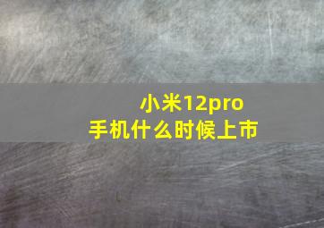 小米12pro手机什么时候上市