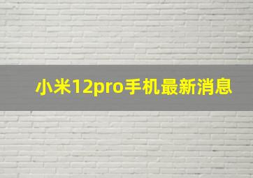 小米12pro手机最新消息