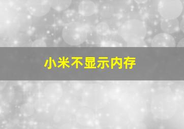 小米不显示内存