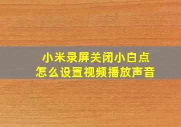 小米录屏关闭小白点怎么设置视频播放声音