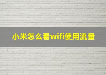 小米怎么看wifi使用流量