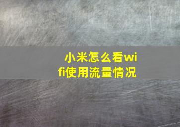 小米怎么看wifi使用流量情况