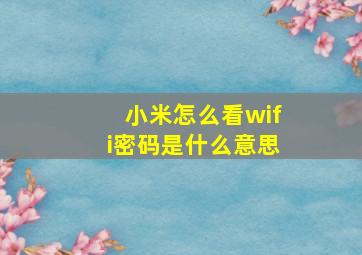 小米怎么看wifi密码是什么意思