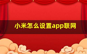 小米怎么设置app联网