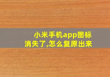 小米手机app图标消失了,怎么复原出来