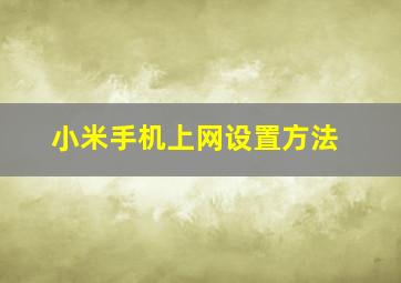 小米手机上网设置方法