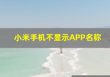 小米手机不显示APP名称