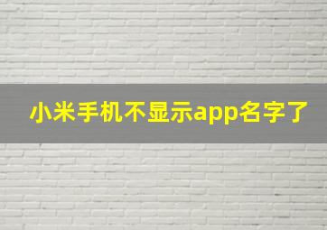 小米手机不显示app名字了