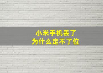 小米手机丢了为什么定不了位