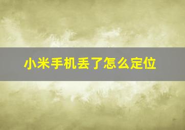 小米手机丢了怎么定位