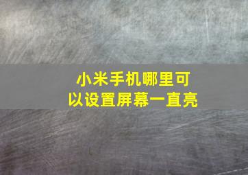 小米手机哪里可以设置屏幕一直亮