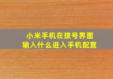 小米手机在拨号界面输入什么进入手机配置