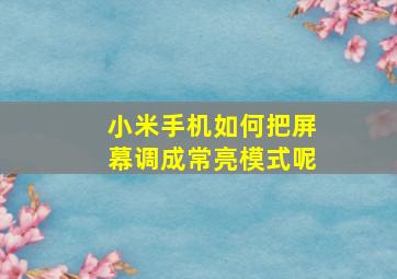 小米手机如何把屏幕调成常亮模式呢