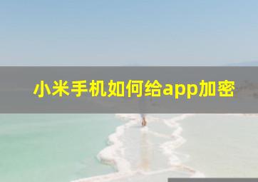 小米手机如何给app加密